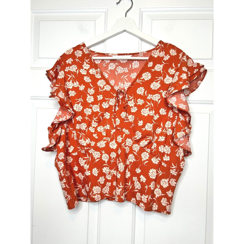 LC Lauren Conrad‎ Floral Ruffle Blouse XXL
